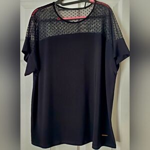 Chic Black With Sheer Polka Dot Blouse